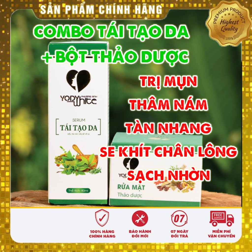 [CHÍNH HÃNG]⚡COMBO TÁI TẠO DA + BỘT RỬA MẶT YODY WHITE PHƯƠNG ANH CHUYÊN MỤN NÁM TÀN NHANG LCL TO