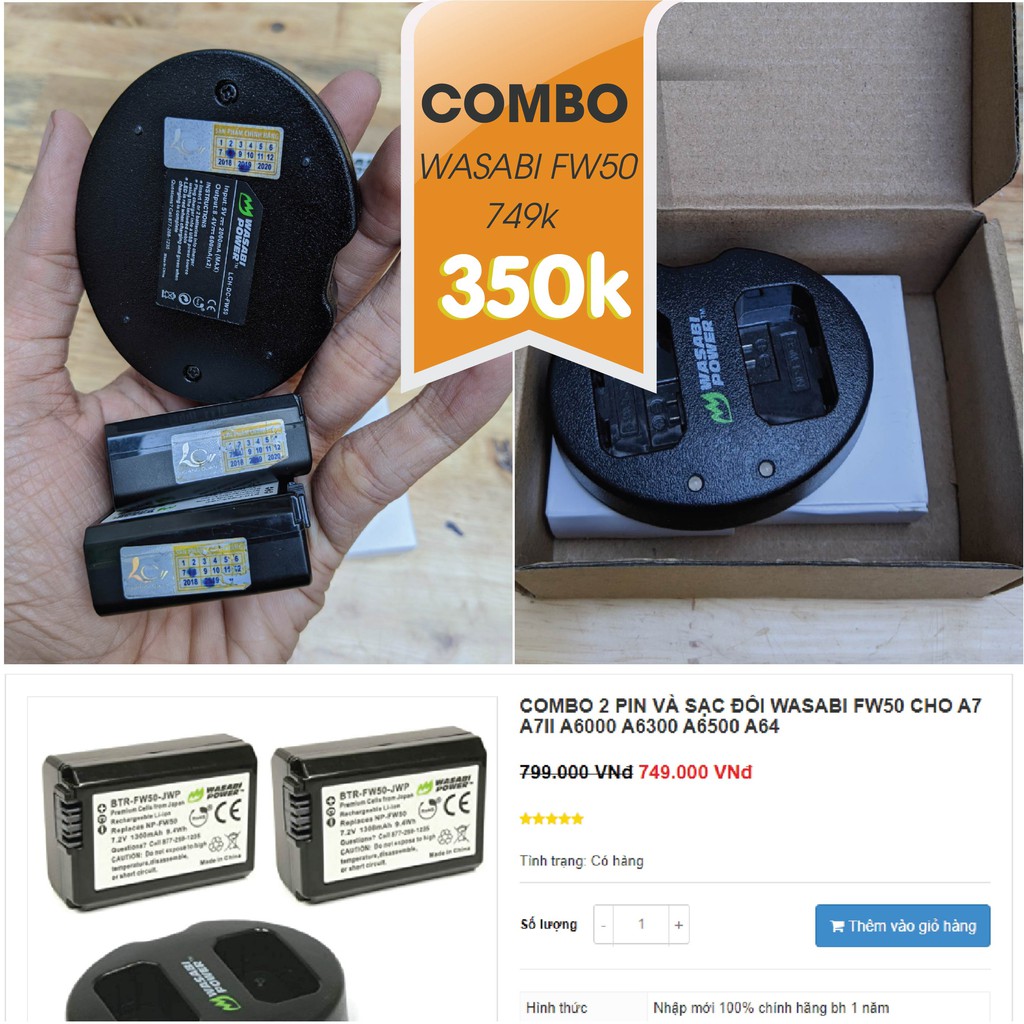 COMBO 2 PIN + SẠC WASAPI FW50