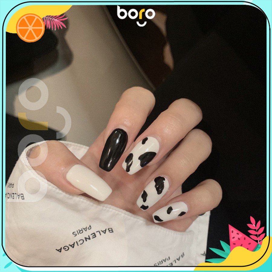 [Mẫu 101-200] Móng Tay Bò Sữa Hot trend 2021 Bộ Nail Box 24 móng tay giả loại dài ngắn