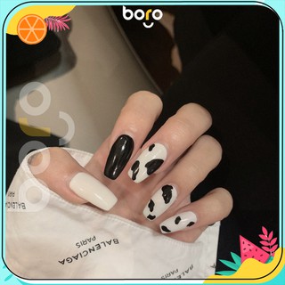 Móng Tay Bò Sữa Hot trend 2021 Bộ Nail Box 24 móng tay giả loại dài ngắn
