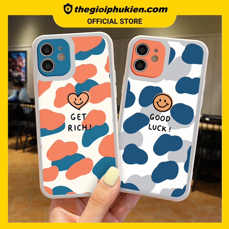 Ốp iphone - Ốp lưng iphone cạnh vuông viền camera Mặt cười trái tim dành cho ip 6 đến 14promax - g92