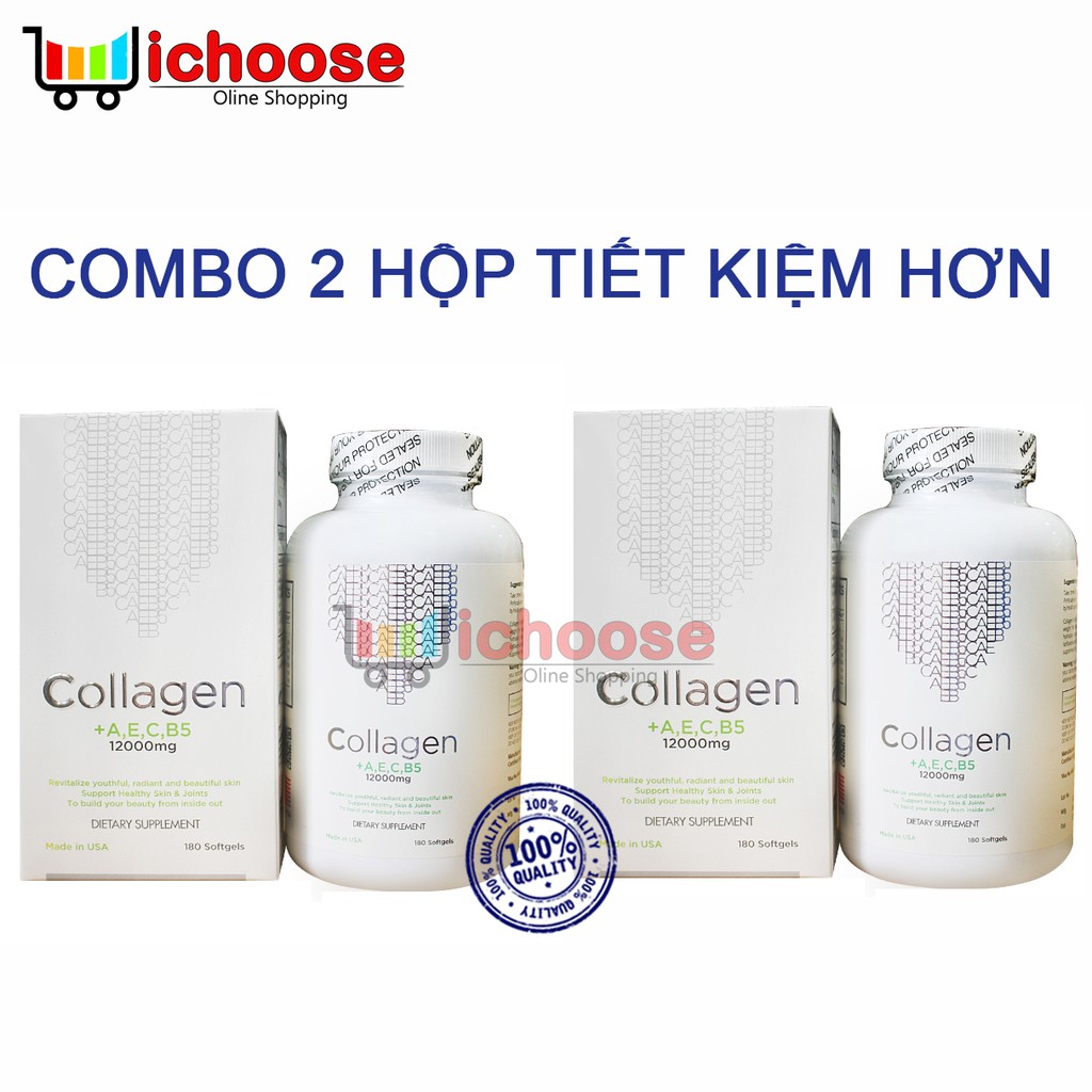 Combo 2 hộp Collagen +AEC B5 12000mg hàng Mỹ 360 viên