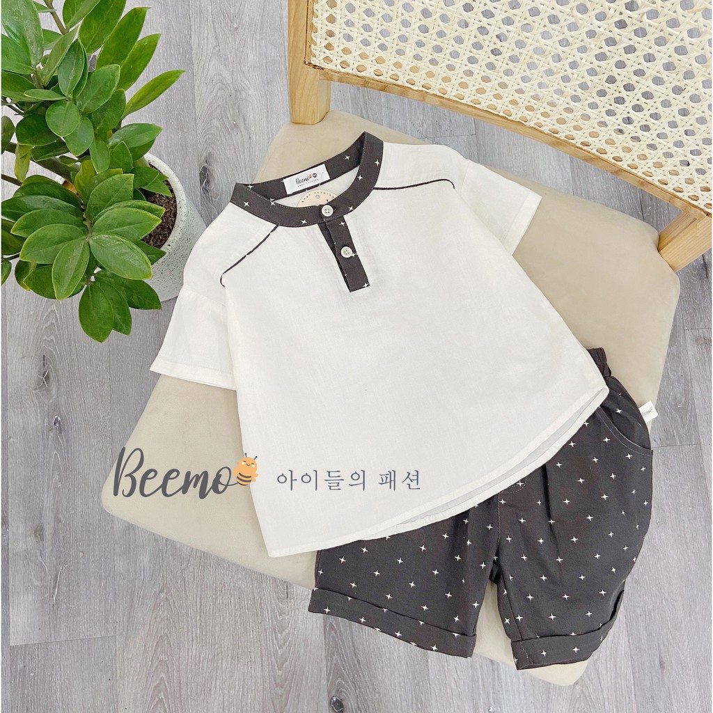 Bộ bé trai cộc tay Beemo Chất liệu thô Hàn mềm mại, thiết kế sang trọng, họa tiết sao nổi bật cực ngầu B054
