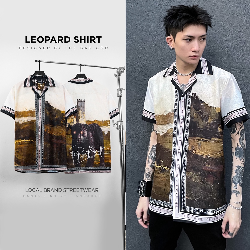 [Mã BTS23 giảm đến 30k đơn 150k] Áo sơ mi The Bad God Leopard cuban shirt