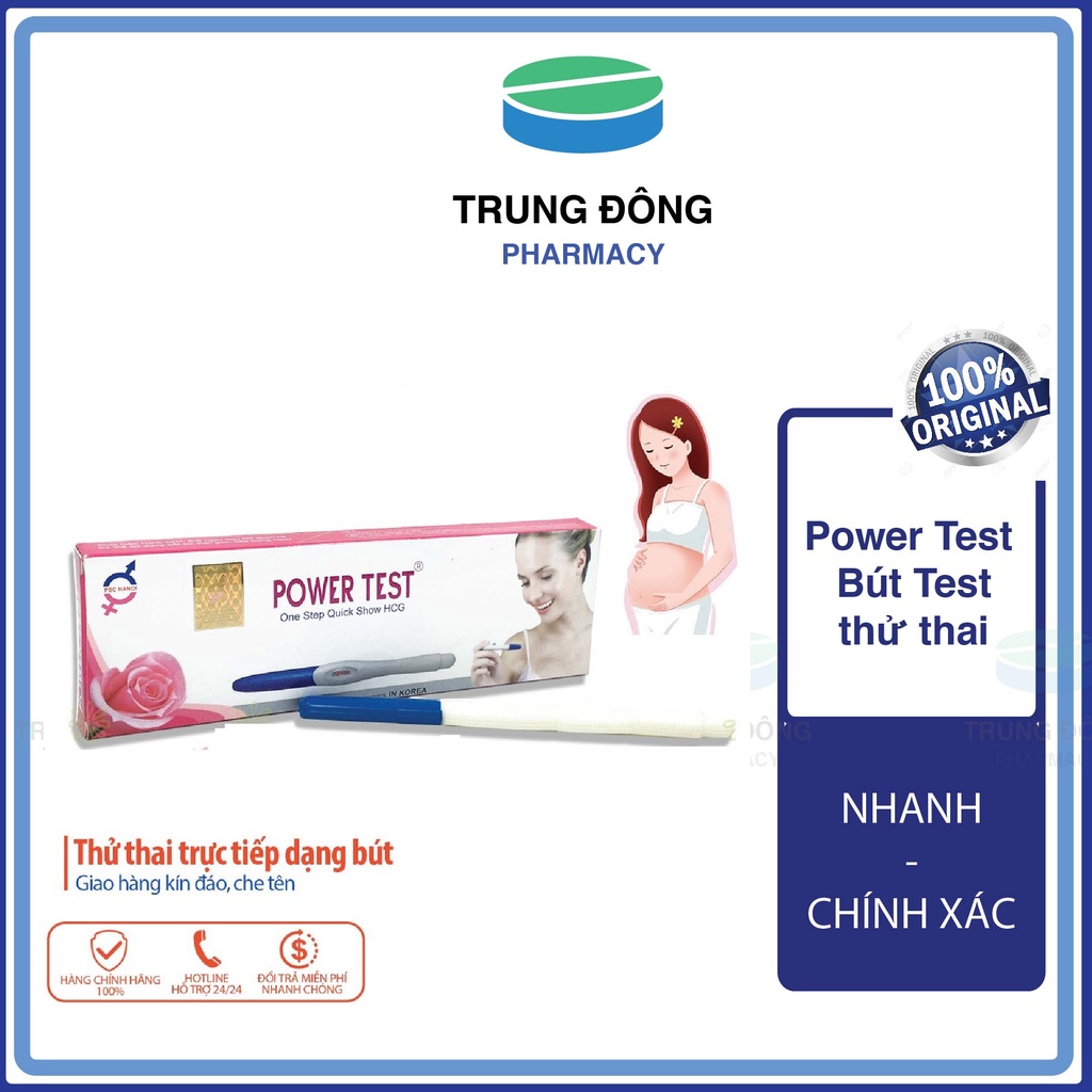 Power Test - Bút Test thử thai nhanh,que chính xác - Giao hàng kín đáo, luôn che tên sản phẩm - Trung Đông Pharmacy