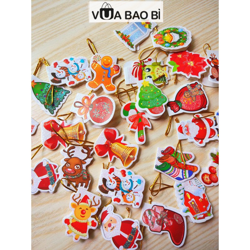 Thiệp noel treo cây thông giáng sinh, thiệp giáng sinh mini dễ thương hình người tuyết/ông già noel/tuần lộc/tất