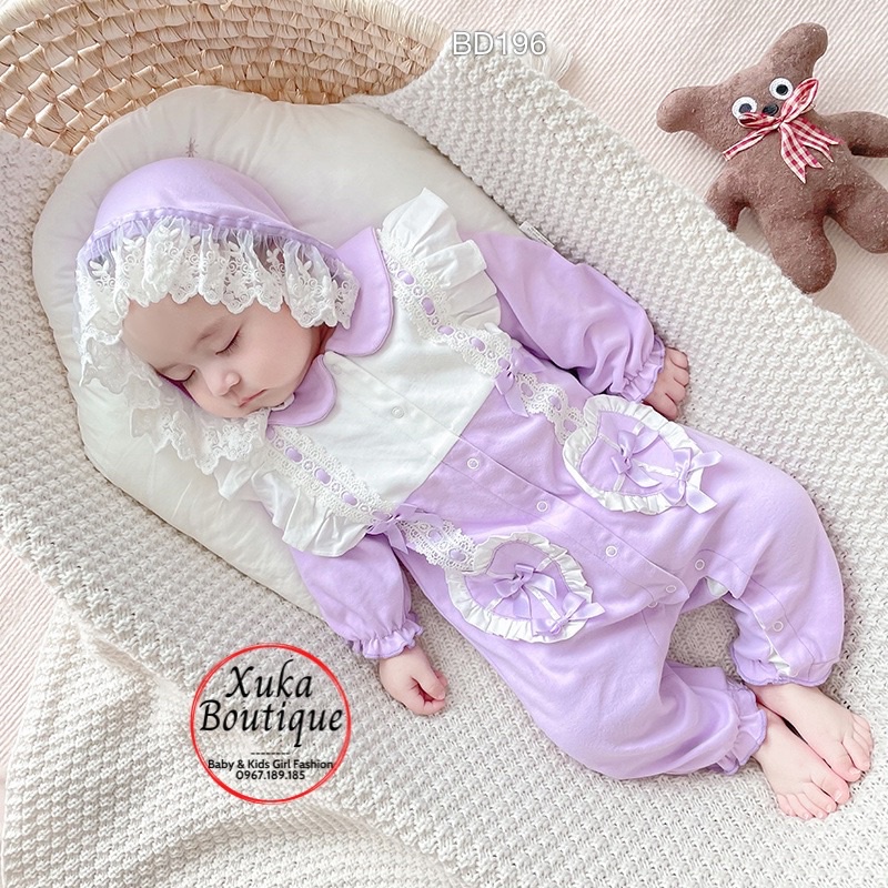 Bộ Body Công Chúa Cho Bé 0-2 Tuổi Style Hàn Quốc Mặc Đầy Tháng, Thôi Nôi Cotton Mềm Dài Tay (2022)