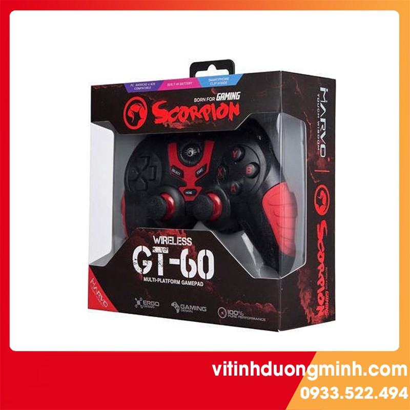 Tay cầm chơi game không dây bluetooth Marvo GT-60 hỗ trợ Android/IOS/PC (Đen)