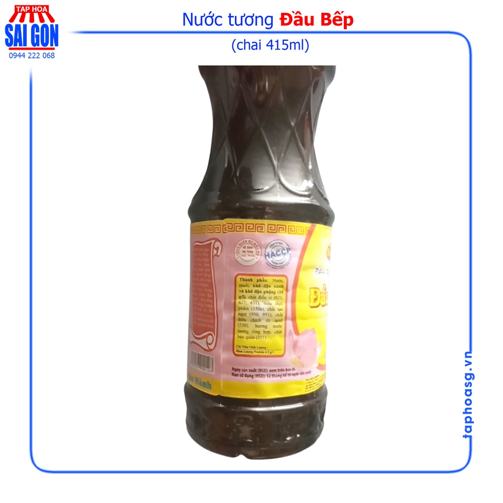 Nước Tương Đầu Bếp Sen Hồng Chai 415ml mang đậm hương vị truyền thống cho các món chấm và nêm cho các bà nội trợ Việt
