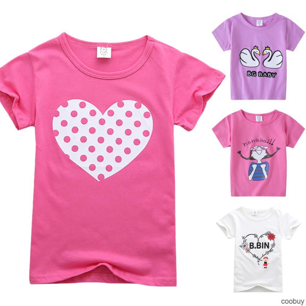 Áo thun tay ngắn in hình hoạt hình cho bé gái