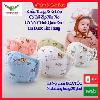Khẩu trang cho bé 5 lớp vải xô xuất Nhật , khẩu trang trẻ em mask kid an toàn , dễ thở , tái sử dụng nhiều lần