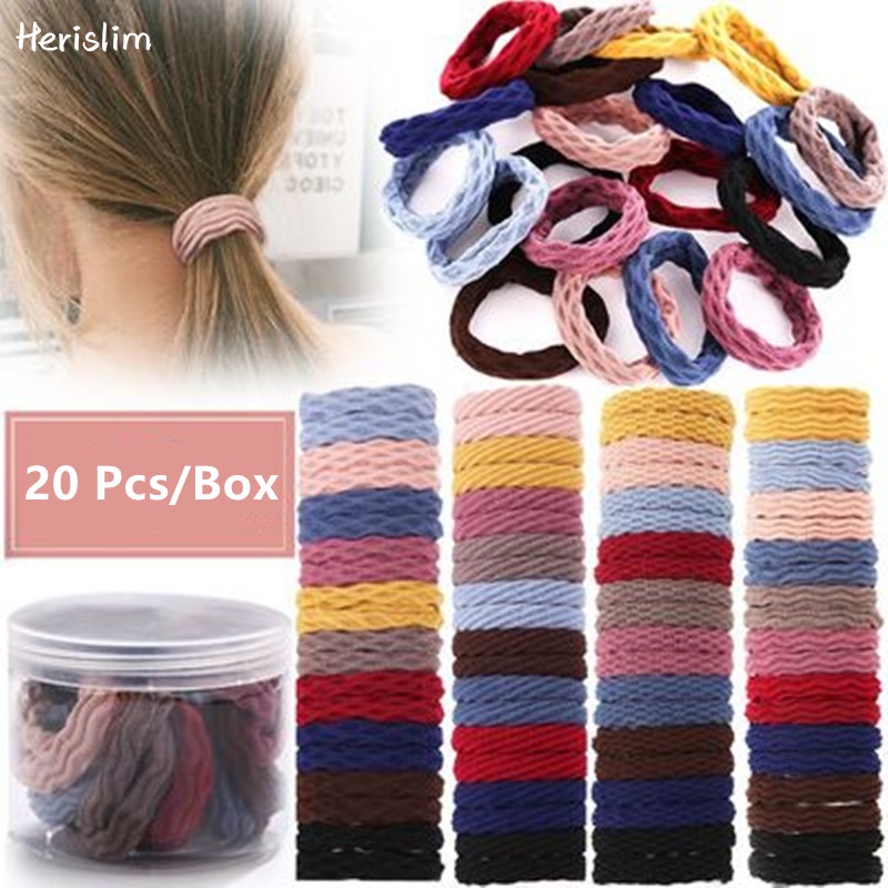 Set 20 sợi dây thun buộc tóc 4 loại màu tùy chọn cho nữ