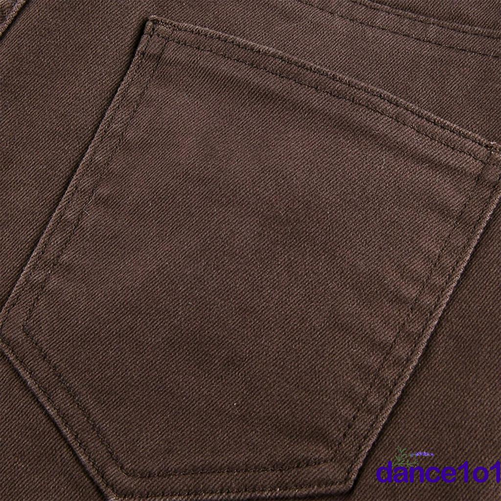 Quần Denim Nữ Lưng Cao Ống Loe Màu Trơn Cổ Điển