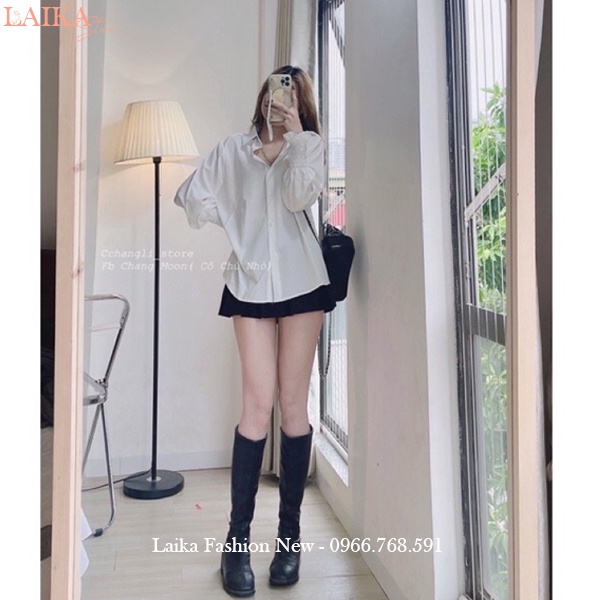 Áo sơ mi trắng nữ tay dài bo chun nhúm cổ bẻ form rộng vừa đi học làm công sở chất vải lụa mát kiểu áo sơ mi nữ tay dài