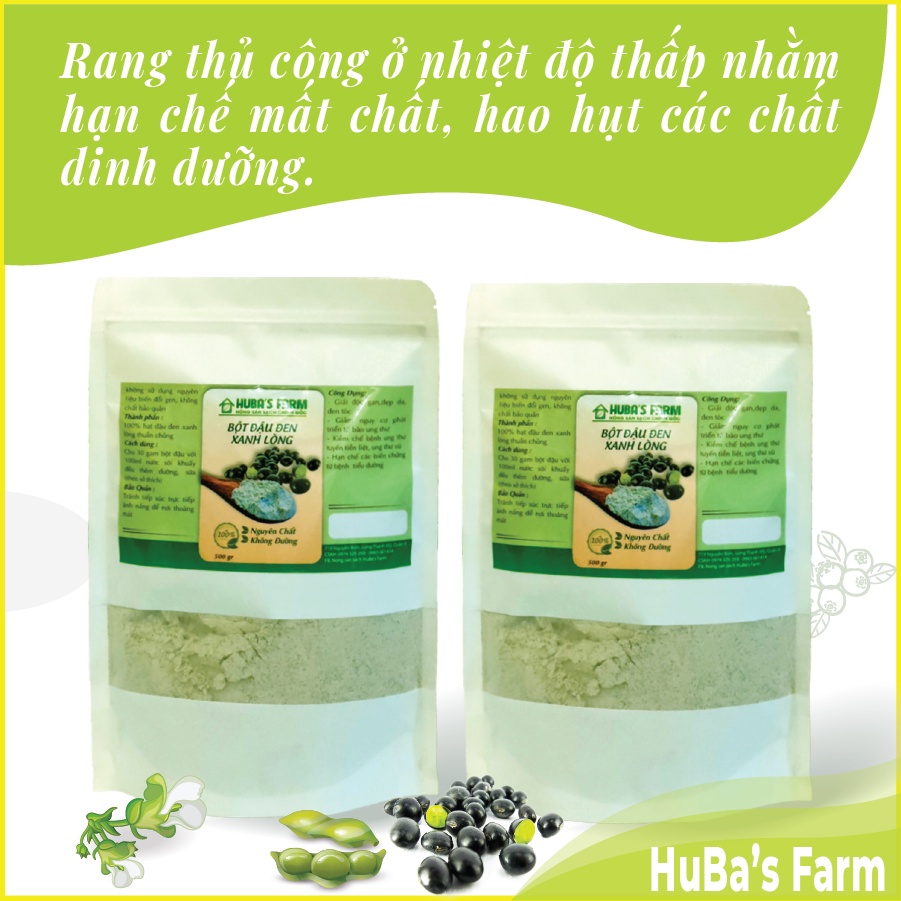 Bột đậu đen xanh lòng HuBa's Farm nguyên chất giúp mát gan, giảm cân, trắng da đen tóc