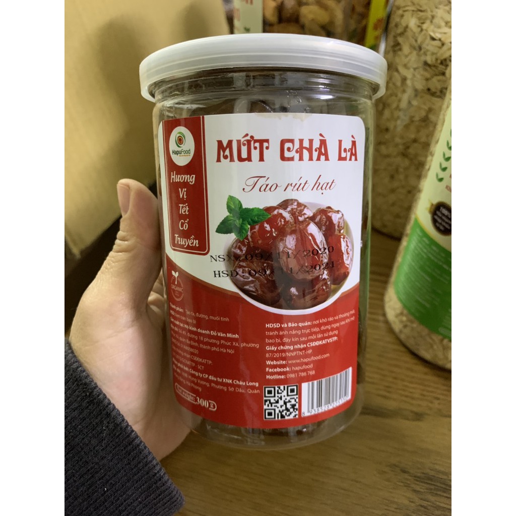 MỨT CHÀ LÀ TÁO RÚT HẠT HAPUFOOD 300G