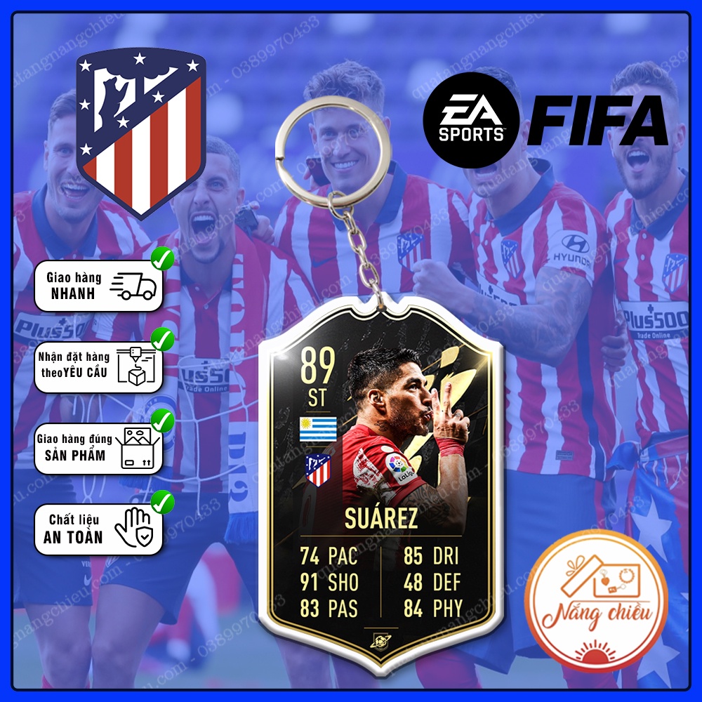 Móc khóa CLB Atlético de Madrid - Thiết kế với mọi nhân vật ☘️MÓC KHÓA THẺ CẦU THỦ☘️