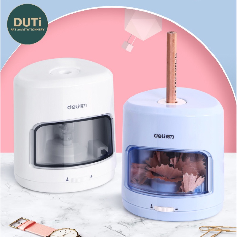 Gọt bút chì tự động Deli Chuốt chì tiện lợi bằng pin, an toàn bảo vệ người sử dụng Có thể điều chỉnh ngòi chì
