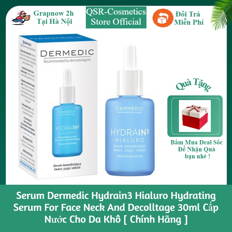 Serum Dermedic Hydrain3 Hialuro Hydrating Serum For Face Neck And Decolltage 30ml Cấp Nước Cho Da Khô[ Chính Hãng ]