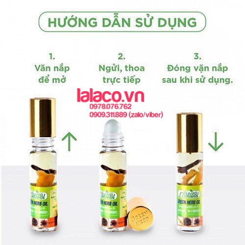 Chai Dầu Lăn Nhân Sâm Ginseng Green Herb Oil 8ml Thái Lan