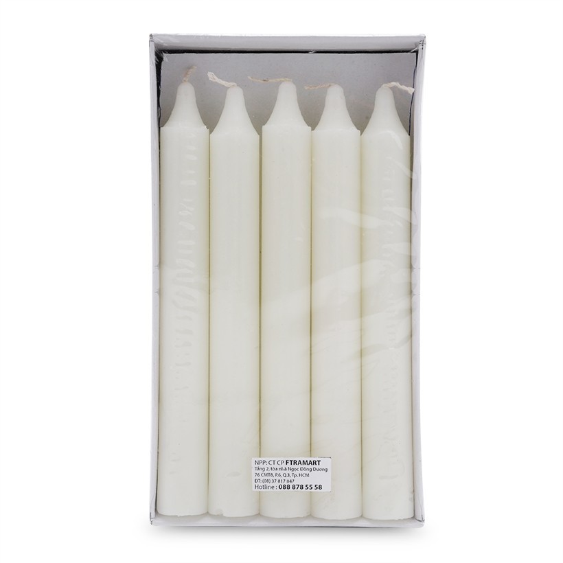 Hộp 15 cây nến thơm thẳng Quang Minh Candle NQM0017 15 cm (Vàng nhạt/ kem)