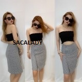 Chân Váy G Caro 3 Nút Chất Vải Tây Đã Hủy Nhãn Chính+Nhãn Size - 3602