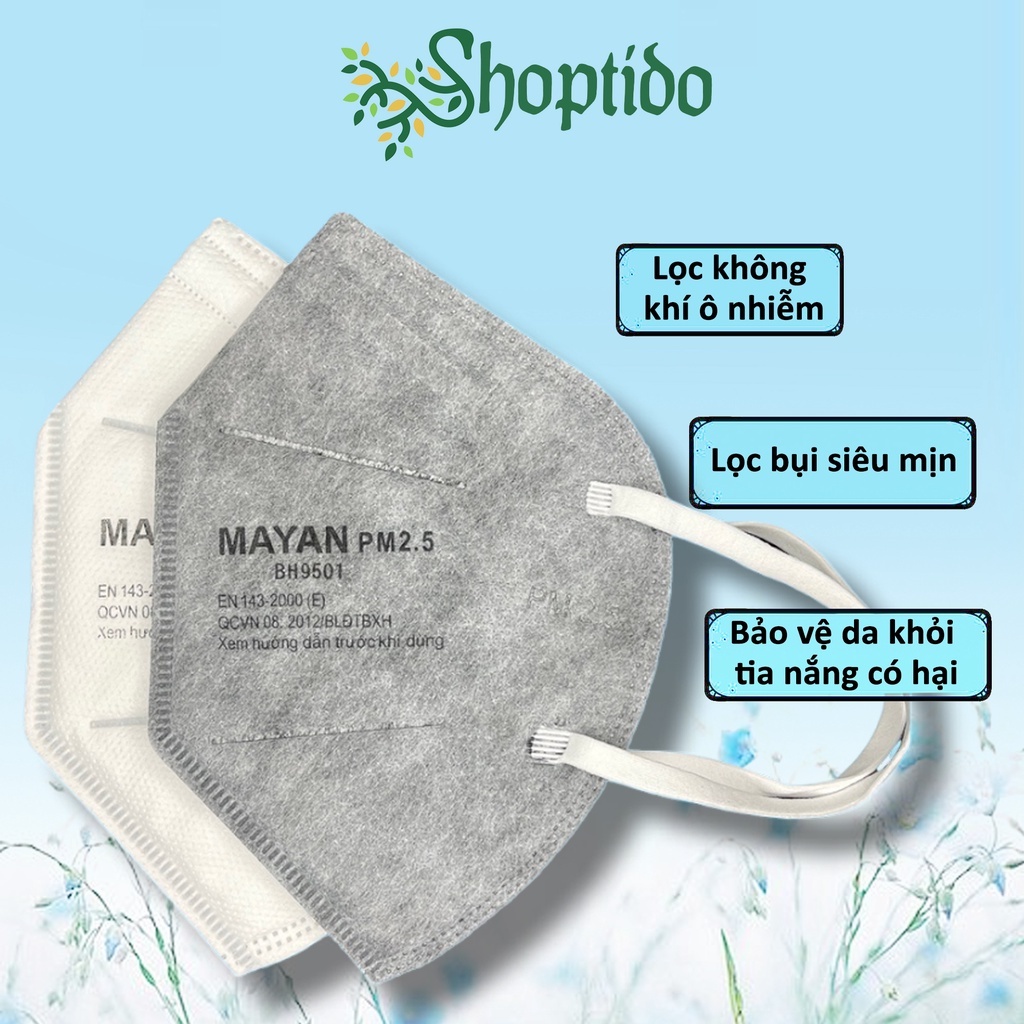 Khẩu trang N95 MAYAN PM 2.5 BH 9501 Chống UV, siêu lọc cao cấp NPP SHOPTIDO