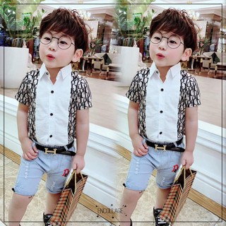 Áo Sơ Mi Họa Tiết Cho Bé Trai (Size 8-23kg)