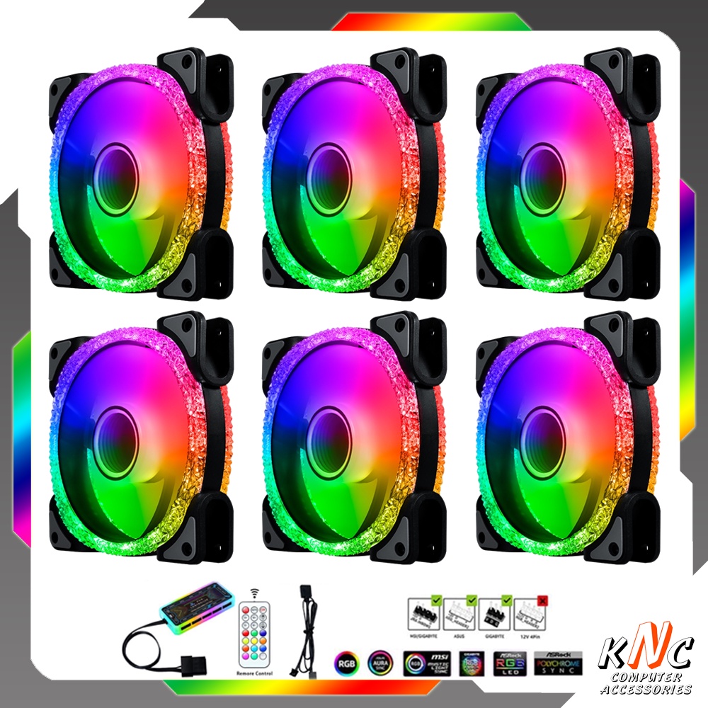 Bộ Quạt Tản Nhiệt Diamond U1 Black 12cm Fan Led RGB Đồng Bộ Mainboard - Hub Coolmoon Tomato Xigmatek VSP