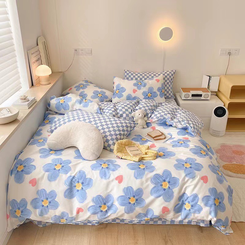 Bộ chăn ga gối ga giường cotton living trần chăn hè cao cấp (chát chọn mẫu)