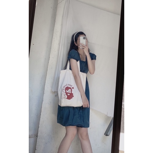 ĐẦM BABY DOLL ĐAN LƯNG XANH RÊU