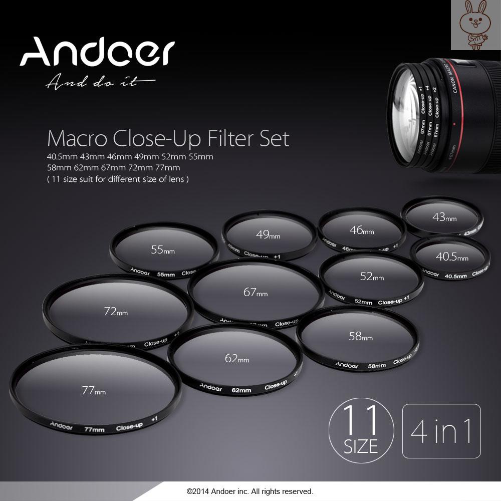 OL Andoer 55mm Macro Close-Up Filter Set +1 +2 +4 +10 with Pouch for   Tamron Sigma  Alpha A200 A450 A300 DSLRs