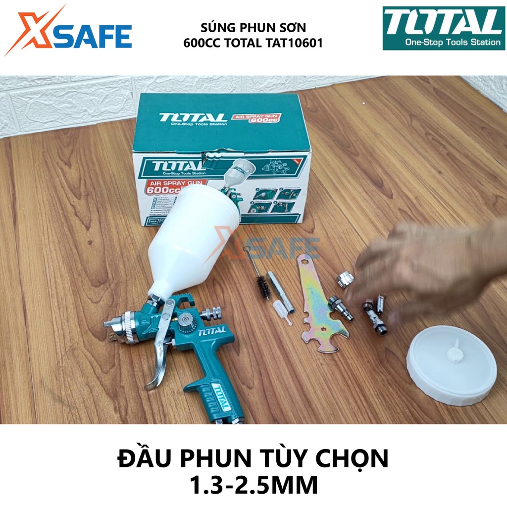 Súng phun sơn TOTAL TAT10601 Máy phun sơn 1.4mm, Chiều rộng bình 180-250mm, dung tích bình 600cc - Chính hãng