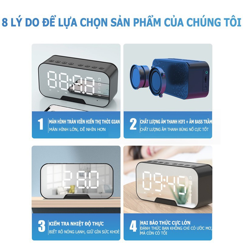 Loa Buetooth KIMISO K-12 Kiêm Đồng Hồ Báo Thức - Đo Nhiệt Độ - Đài FM - Hỗ Trợ Thẻ Nhớ