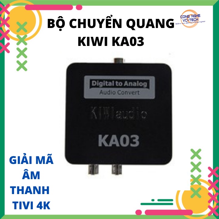 Bộ chuyển quang âm thanh TV 4K quang optical sang audio AV ra amply + Cáp optical Kiwi KA03