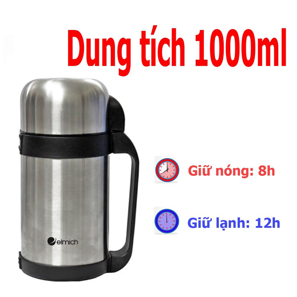 Bình đựng thức ăn giữ nhiệt ELMICH 1000ML, bình ủ cháo cho trẻ em, bình đựng làm bằng INOX 304 giữ nhiệt lâu, an toàn
