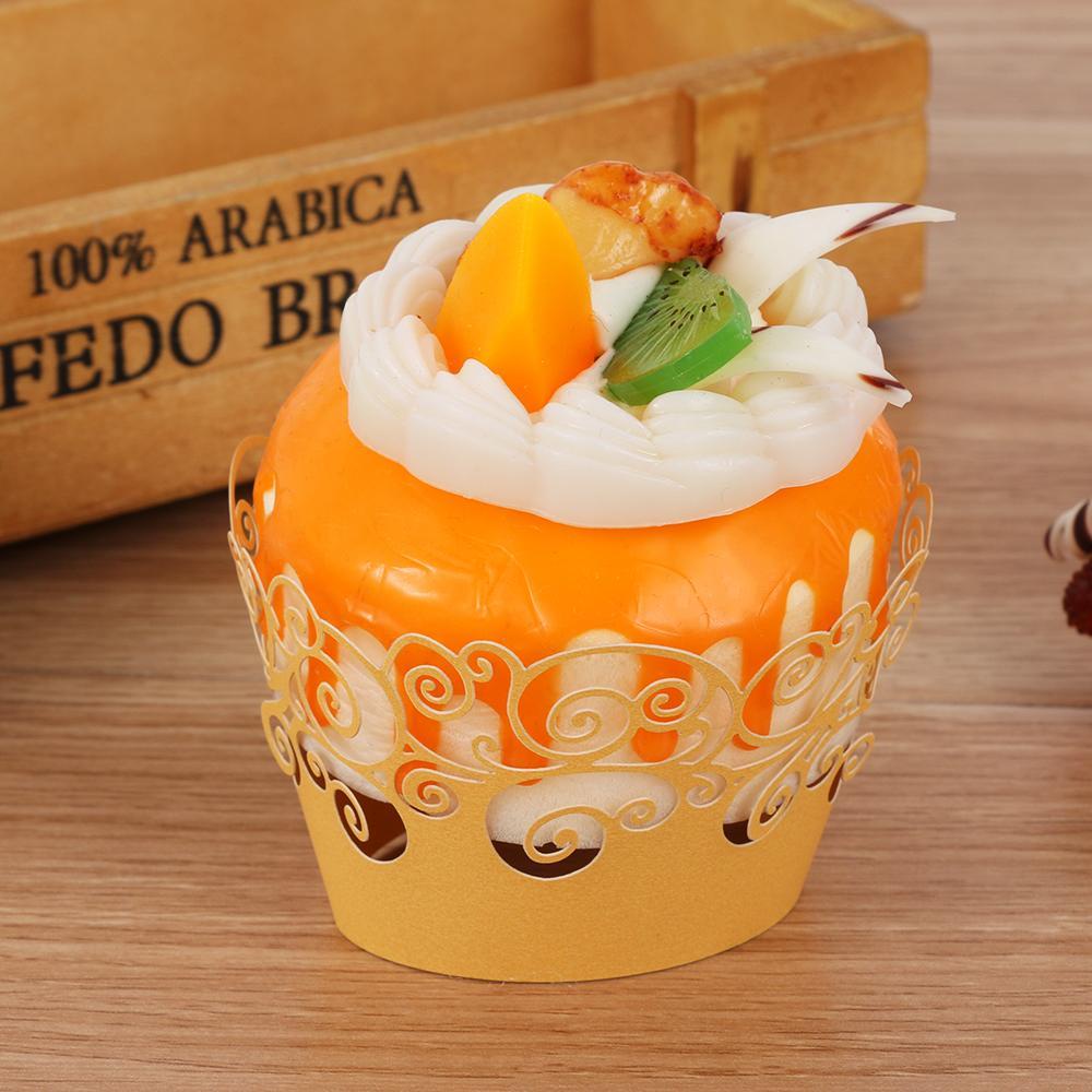 LEISURE Set 12 Cốc Giấy Đựng Bánh Cupcake Phối Ren Xinh Xắn Ốp