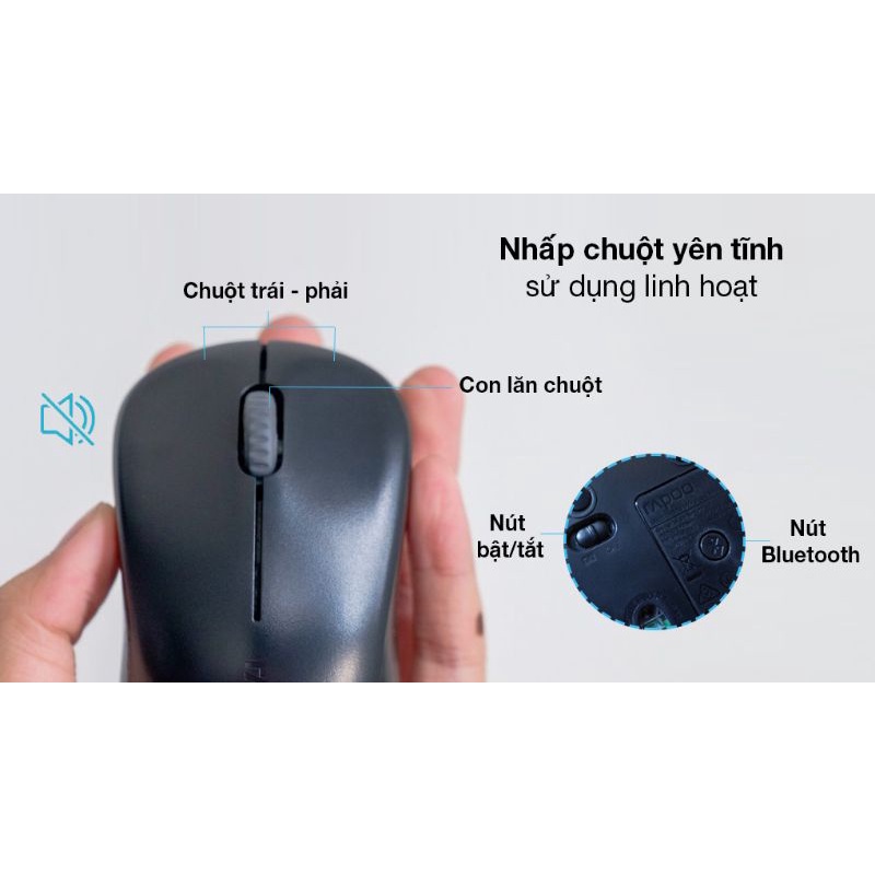 Chuột Không Dây Bluetooth Rapoo M160 Đen