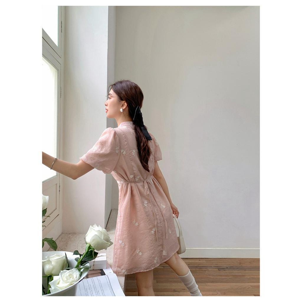 Đầm Sườn Xám Tay Ngắn Thêu Họa Tiết Thời Trang Mùa Hè 64055