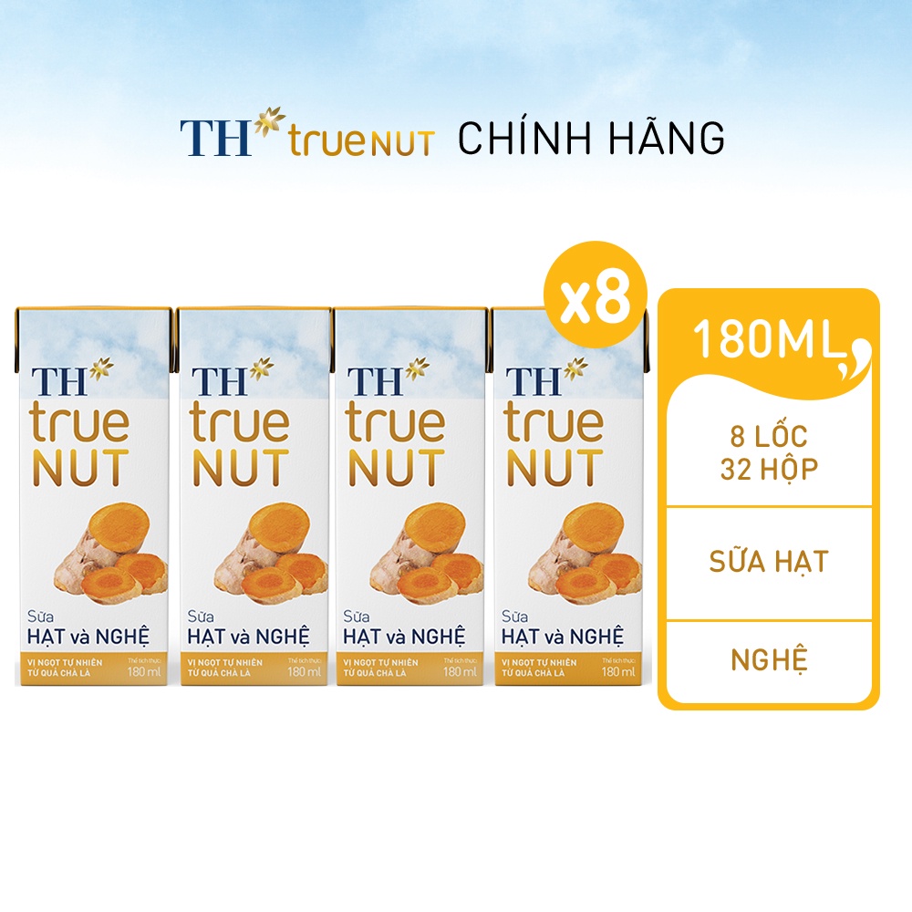 8 Lốc sữa hạt và nghệ TH True Nut 180ml (180ml x 4 hộp)