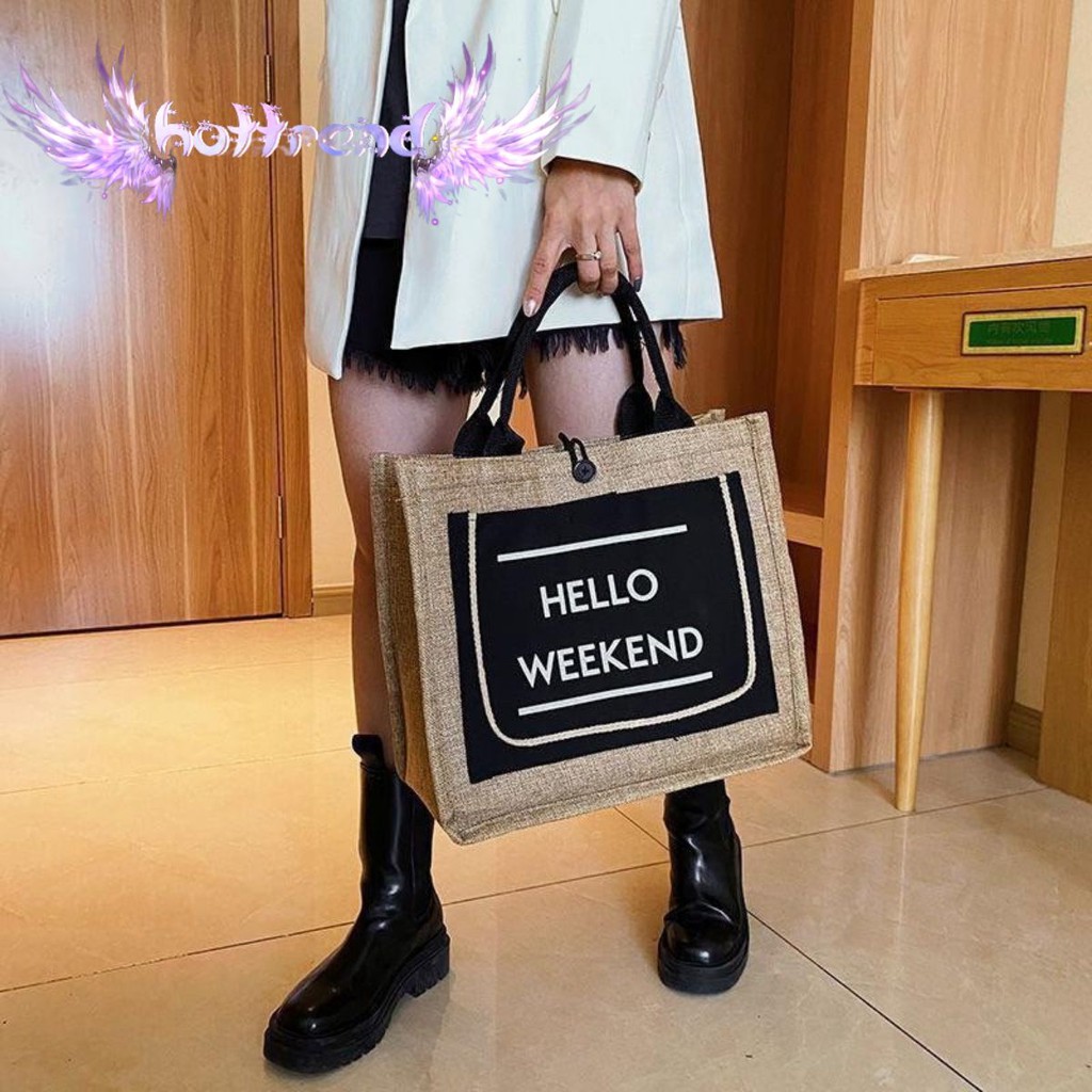 Túi cói hello weekend