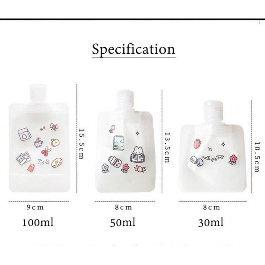 Túi Zip đựng mỹ phẩm du lịch tiện lợi 30ml/50ml/100ml