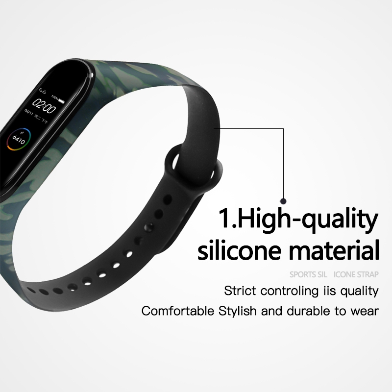 Dây Đeo Thay Thế Chất Liệu Silicon Màu Trơn Cho Xiaomi Mi Band 3 &amp; 4