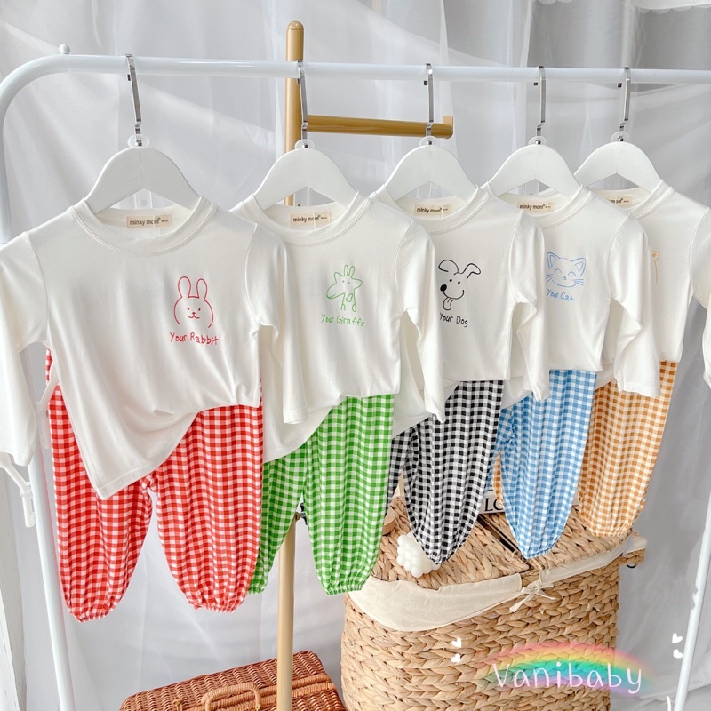 BỘ ALIBABA COTTON THUN LẠNH MINKY MOM, Size từ 8 - 18kg