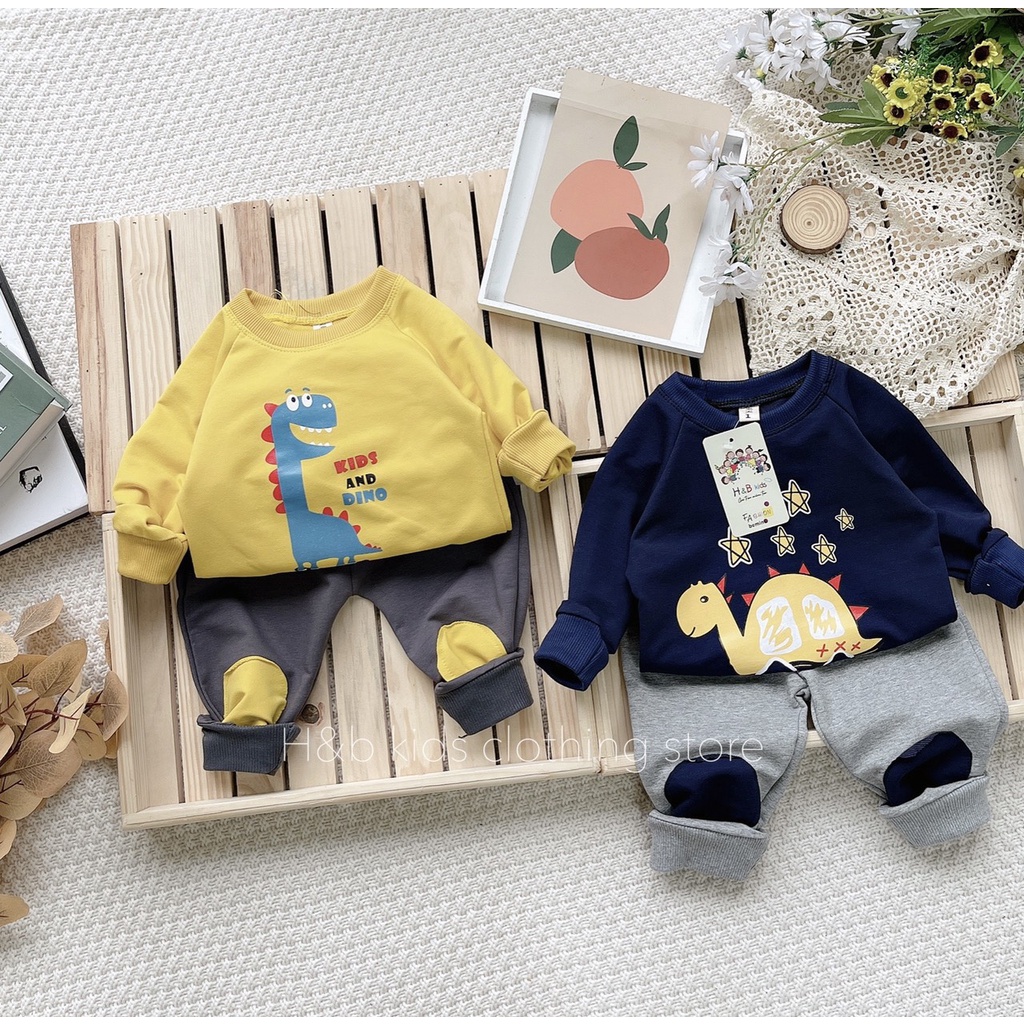 Bộ nỉ da cá mềm cotton đáng yêu cho bé trai bé gái