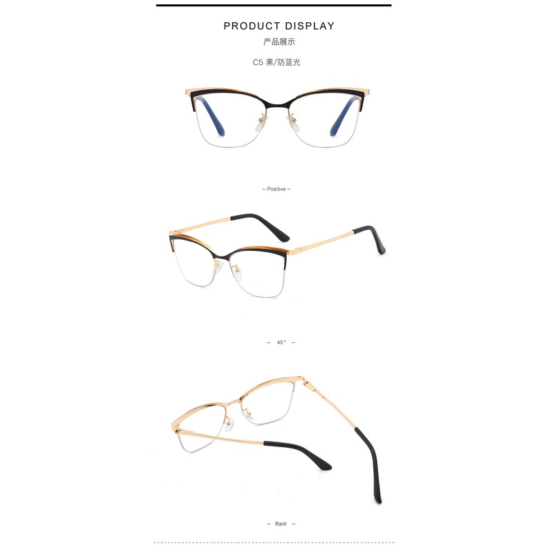 Mắt Kính Gọng Kim Loại Tròng Kính Chống Bức Xạ Thời Trang