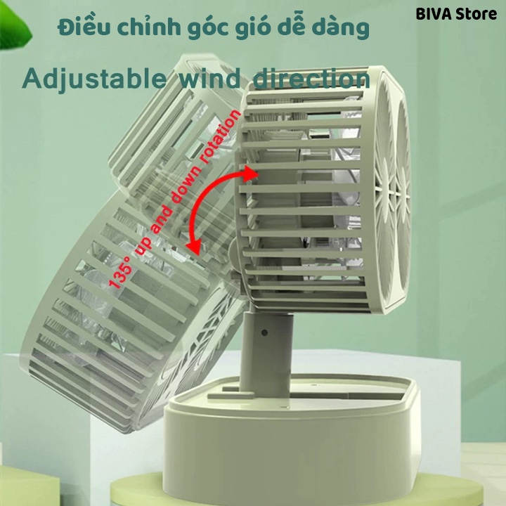 Quạt mini gấp gọn quạt đôi để bàn văn phòng phòng làm việc đa năng siêu mát 2024