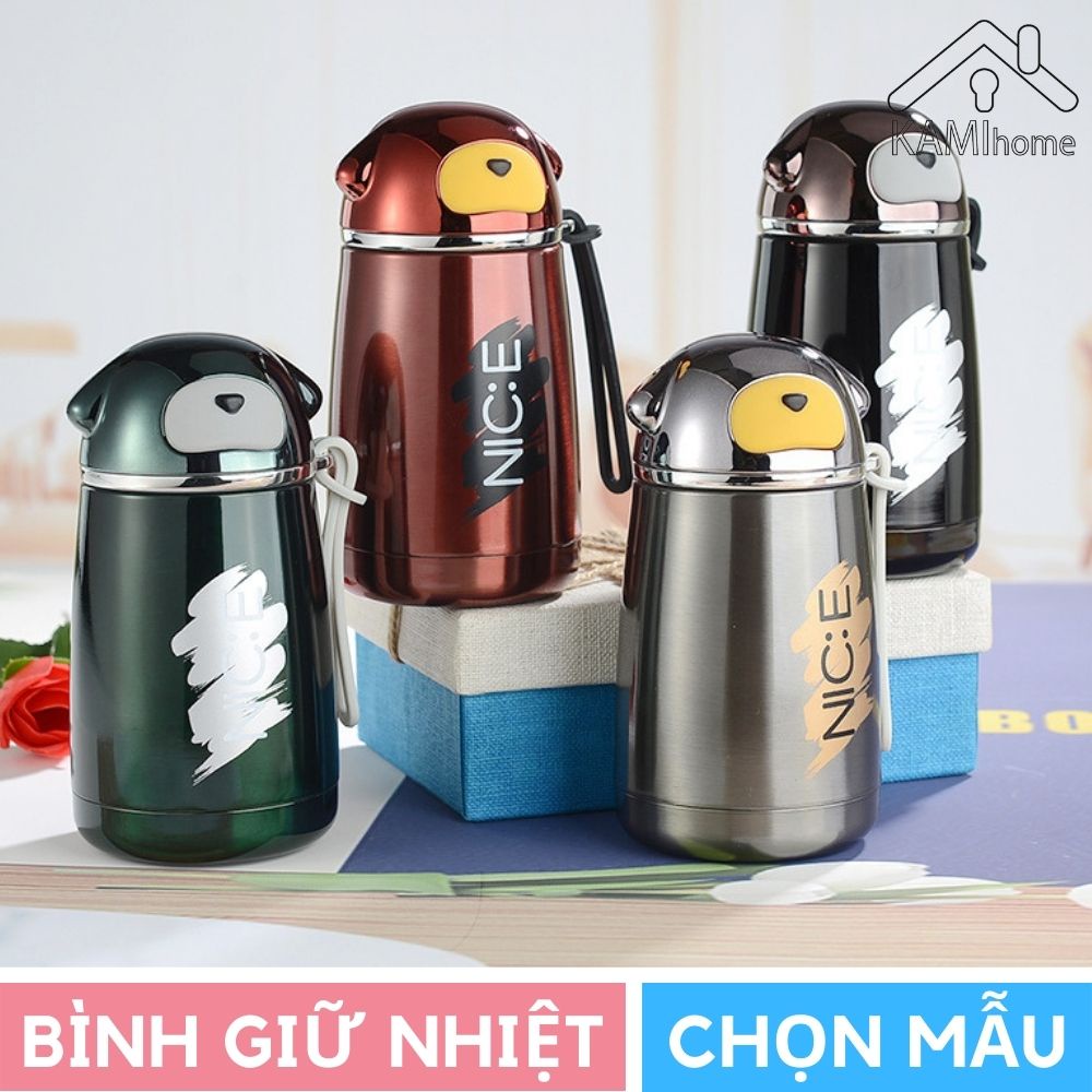 Bình nước cho bé đi học 300ml Inox 304 giữ nhiệt nóng lạnh KM 22043
