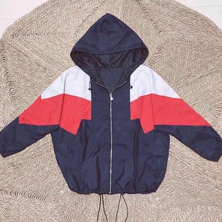 Áo khoác nữ đẹp khoác dù jacket phối 3 màu chéo thân trẻ trung