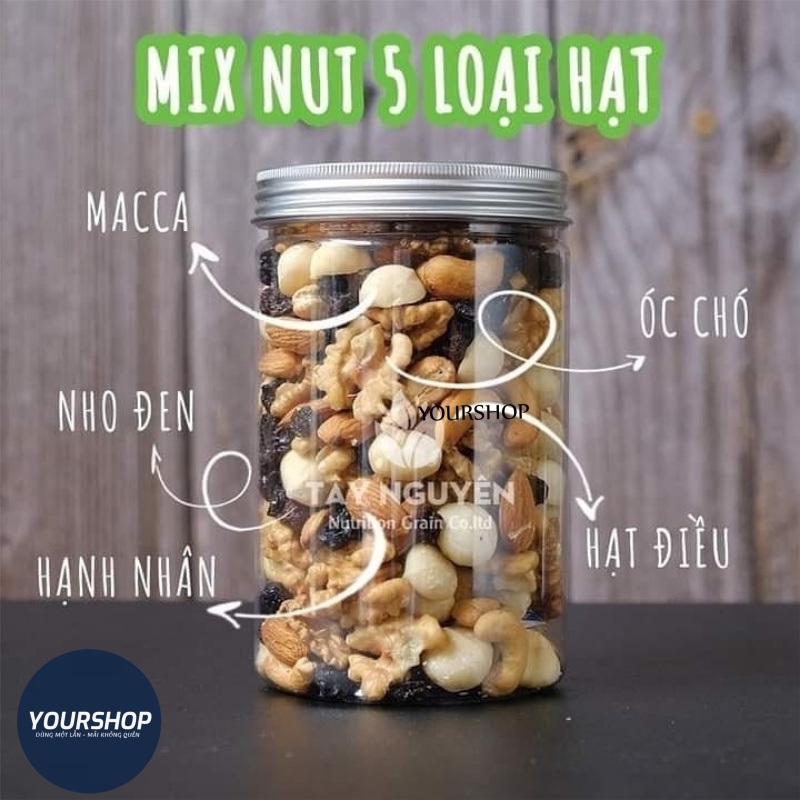 Hạt Dinh Dưỡng Mixed Nuts Yourshop - Hạt Macca, Hạt Điều, Hạt Hạnh Nhân - Ngũ Cốc Granola không Yến Mạch